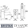 Bristan Flute 2 Hole Bath Shower Mixer Dimensions